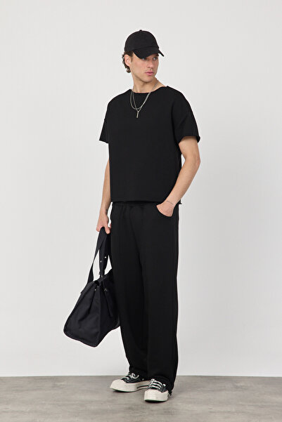 gothamvibes Erkek Blank Boxy Siyah T-Shirt
