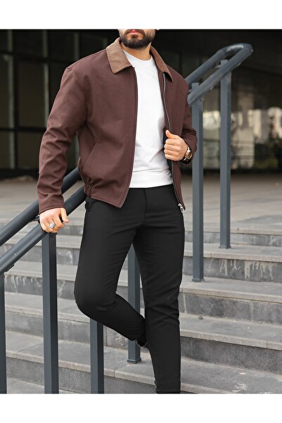 BASEL.CO Unisex Relax Velvet Collar Detailed Basic Fabric Jacket