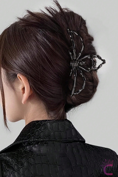 Cinderella Γοτθικού στυλ Μαύρη Μεταλλική Γυναικεία Πόρπη Αράχνης 10,5 εκ. - Α...