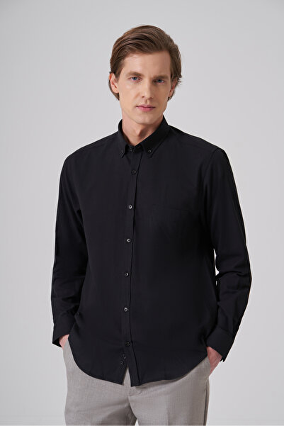 Morven Ανδρικό μαύρο πουκάμισο Trend Flat Dynamic Fit