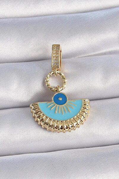 TakÇalıştır Ajda Charm with Brass Gold Color Evil Eye Beads