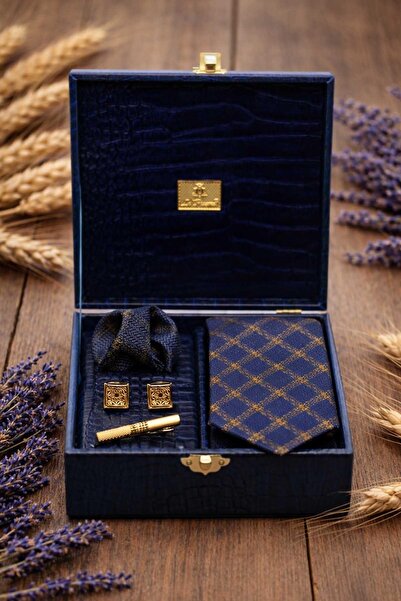 Kravatkolik Ανδρικό κουτί δώρου σε μπλε ναυτικό χρώμα - Σετ με γραβάτα, μαντή...