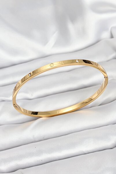 SORA GROUP ®   316L Steel Gold Color Zircon Stone 65 mm Thin Women's Handcuff...