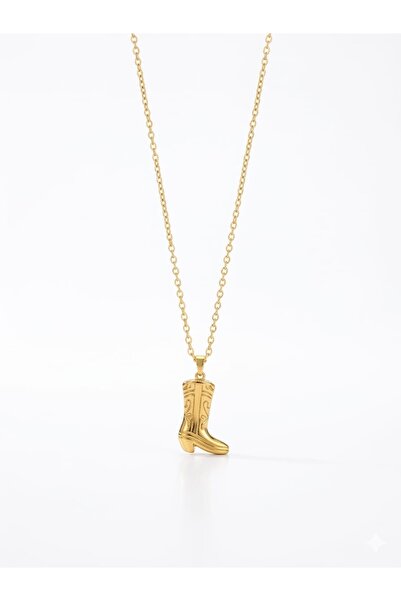 Rose and Light Vintage Boot Pendant - Gold