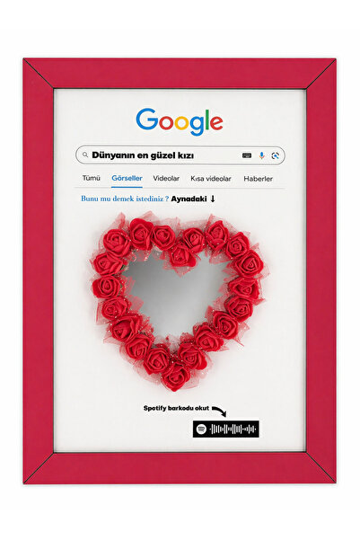 Ahşap Kişiye Özel Google Tasarımlı Çerçeve | Spotify Kodlu Ayna Hediyesi | Se...