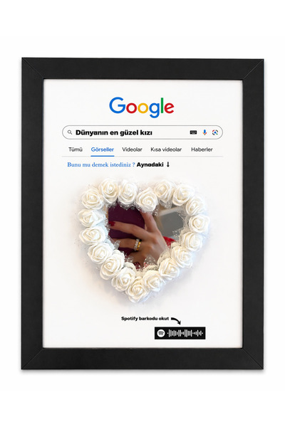 Ahşap Kişiye Özel Google Tasarımlı Çerçeve | Spotify Kodlu Ayna Hediyesi | Se...