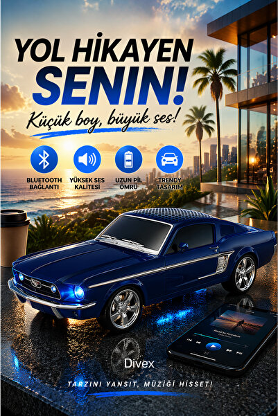 Divex Araba Tasarımlı Bluetooth Hoparlör | LED Işıklı, FM Radyo, USB & AUX Gi...