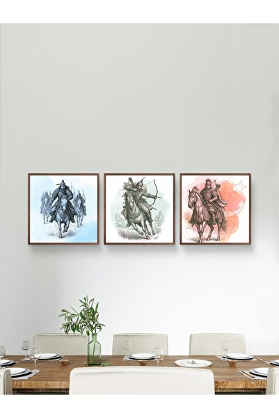 woodretro Σετ 3 τεμαχίων Σειρά Τουρκικών πολεμιστών Μέσης Ασίας με ξύλινο πλα...