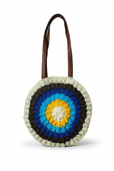 Aware Time Χειροποίητη πλεκτή ψάθινη τσάντα με επένδυση και φερμουάρ