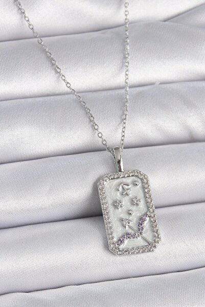 TakÇalıştır 316L Steel Silver Color Chain Sagittarius Zodiac Sign Zircon Ston...