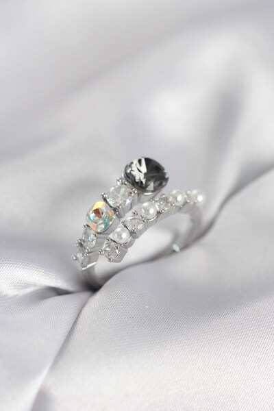 Generic Brand Silver Color Brass Zircon Stone Pearl Women's Ring