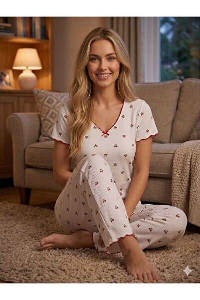 Asel Γυναικείο κοντομάνικο σετ πιτζάμες από μαλακό ύφασμα τούστε για το καλοκ...