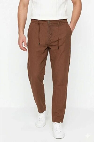 Kanonik Education Ανδρικό λινό παντελόνι με τσέπες, ελαστική μέση, κορδόνια κ...