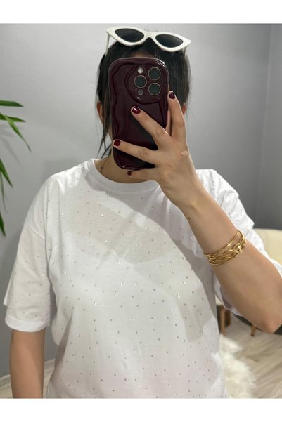 iznikten Oversized stone embellished t-shirt - white