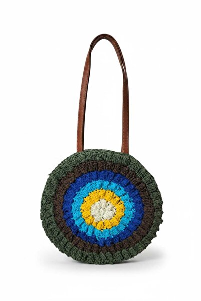 Aware Time Χειροποίητη πλεκτή ψάθινη τσάντα με επένδυση και φερμουάρ