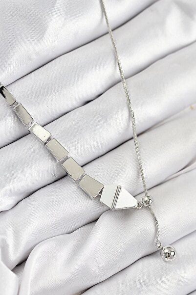 TakÇalıştır Brass Snake Model Silver Color Elevator Women's Necklace