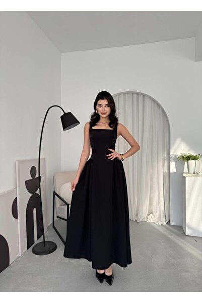 conconmoda Kalın Askılı Hera Uzun Atlas Elbise