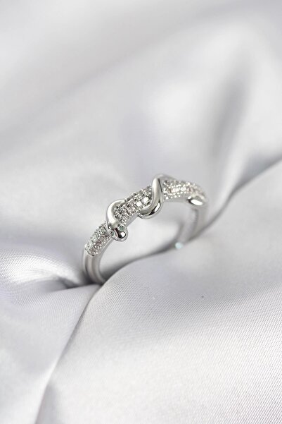 TakÇalıştır Silver Color Zircon Stone Spiral Snake Model Women's Ring
