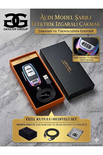LIGHTER CLASSIC FASHIONABLE Audi Seri Tasarım Şarjlı Elektrikli Izgaralı Çakm...