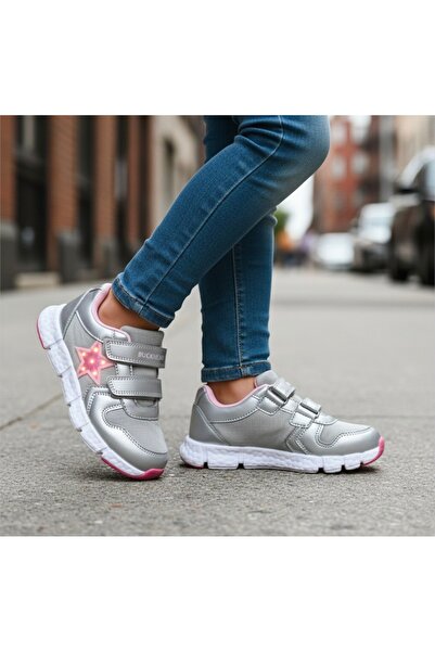 BUCKHEAD kız çocuk yıldız ışıklı spor ayakkabı , ultra hafif , cırtlı sneaker