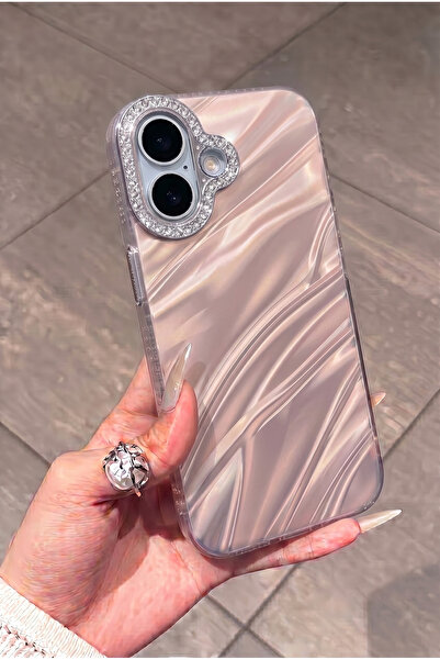 KVK PRİVACY iPhone 16 Uyumlu Premium Taşlı Parlak Kılıf – Kamera Çerçeveli, Ş...
