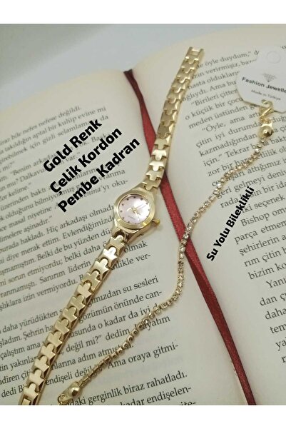 Brality ساعة يد نسائية طراز ريترو فينتاج - سلسلة ذهبية اللون - تصميم بسيط بقر...