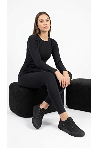 KİRWE Noka Camp Black Women's Linen Sneaker Shoes