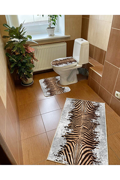 patron halı Patron B-230 Non-Slip Base Triple Bathroom Set, Machine Washable,...