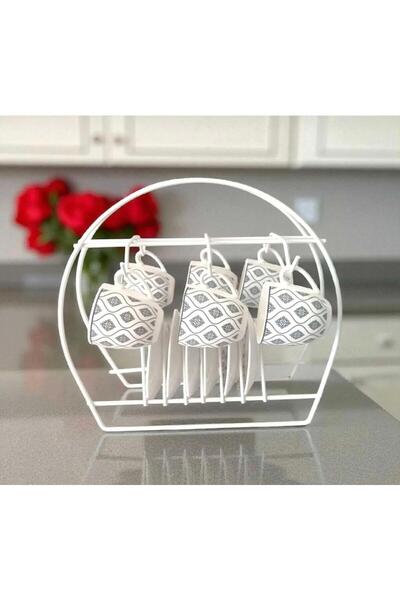 STATİKA HOME Beyaz Metal Kahve Fincan Düzenleyici Askı Aparatı Fincan Askılığ...