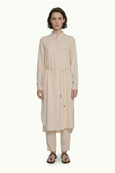 Zühre Hakim Collar Belted Buttoned Beige Suit 1914