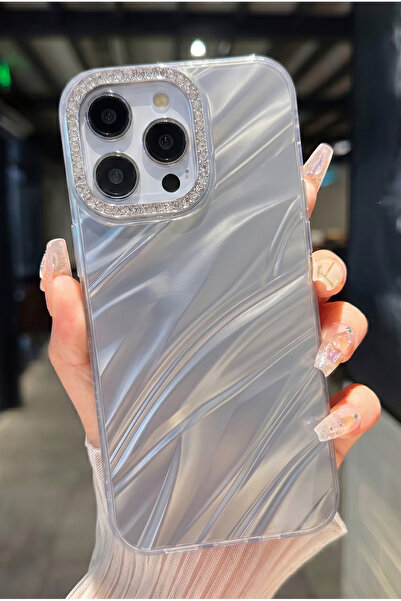 KVK PRİVACY iPhone 15 Pro Max Uyumlu Premium Taşlı Parlak Kılıf – Kamera Çerç...