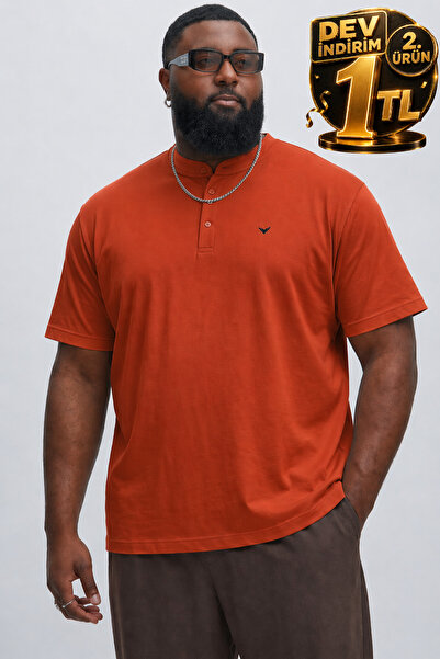 Maccali Men's Large Size Cotton Judge Collar Tile Summer T-Shirt