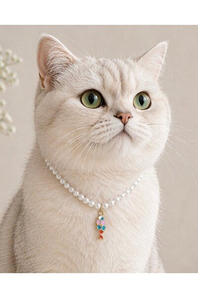 HALHALMILL Enamel fish dangle pearl cat necklace