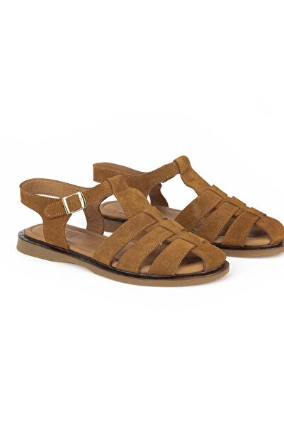Herayakkabi Women's Genuine Leather Suede Sandals 1611047Z26600 Brown