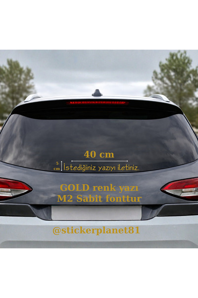 AlpiLeo GOLD - Kişiye Özel Araç Arka Cam Sticker - 40x5 cm Minimalist Yazı - ...
