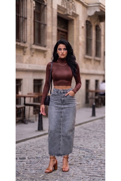 REDZARRAM Τάση για τζιν φούστες με κανονική μέση γραμμή