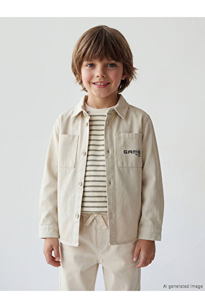 LC Waikiki YK PLUS LCW Παιδικό Πουκάμισο Gabardine για Αγόρια με Τσέπες