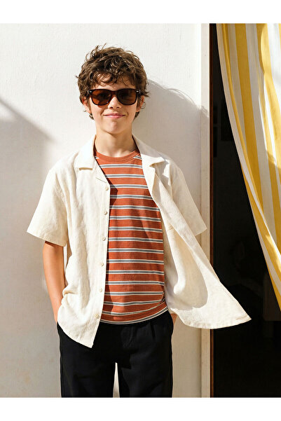 LC Waikiki YK PLUS LCW Παιδικό πουκάμισο για αγόρια από μείγμα λινών