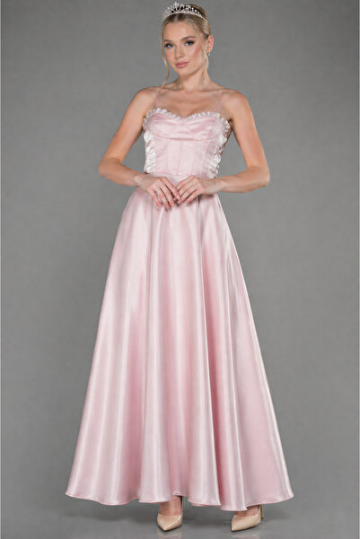 BORCKA TEKSTİL Μίντι σατέν γυναικείο βραδινό φόρεμα με κορσέ και τιράντες. Η ...