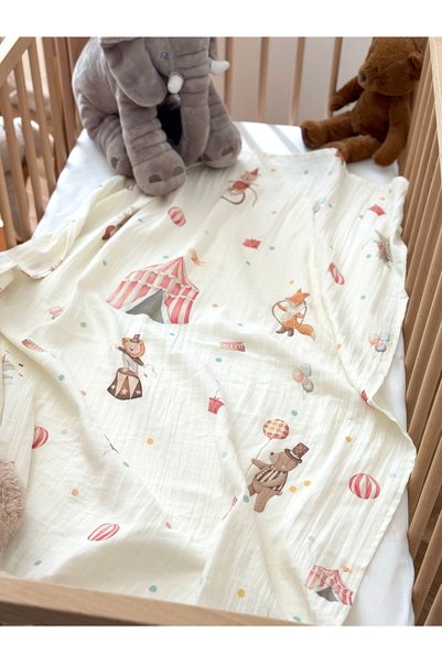 MİLNA BABY&KİDS Two Layer Muslin Baby Blanket 100% Cotton Muslin Blanket 90X110 cm Breathable Fabric