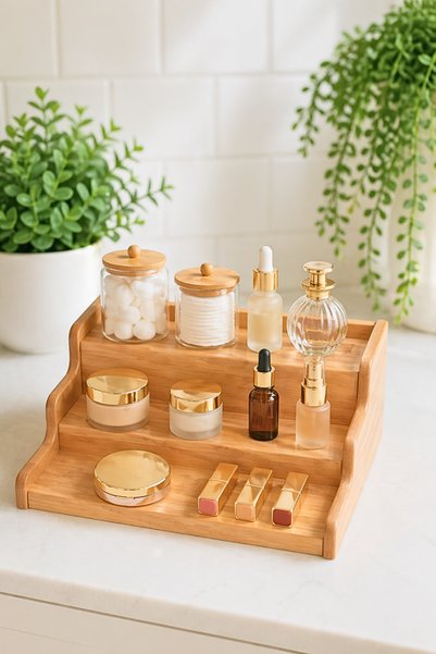 Lucky Love Bamboo Luxury 3-Tier Spice Rack Stand Countertop and In-Cabinet Organizer Kitchen Shelf