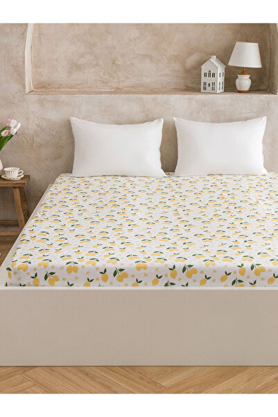 LC Waikiki YK PLUS LCW HOME Ελαστικό σεντόνι διπλού μεγέθους με σχέδιο λεμόνι