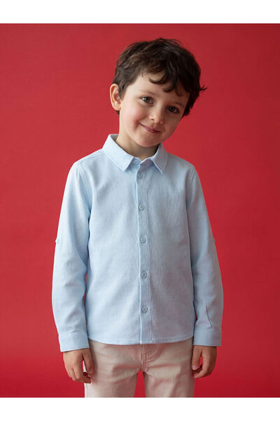 LC Waikiki YK PLUS LCW Παιδικό Βασικό Μακρυμάνικο Πουκάμισο για Αγόρια
