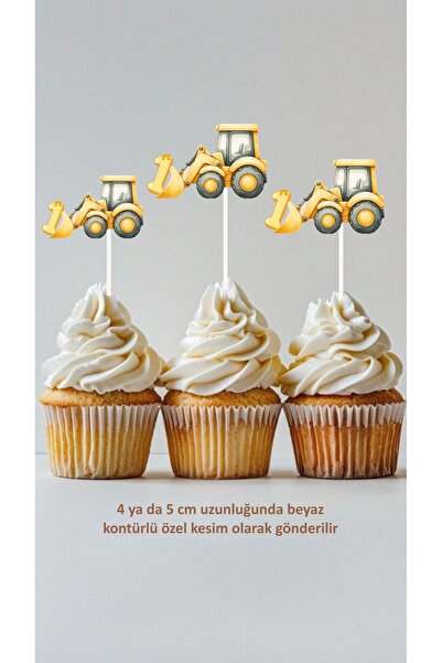 Sinek Kupası Tasarım Construction Themed 1St Birthday Concept Toothpick Cupca...