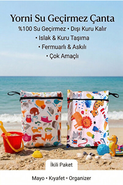yorni 2 Adet, 30x35cm Sıvı Geçirmeyen, Islak Kuru Çok Amaçlı Çanta, Fermuarlı...