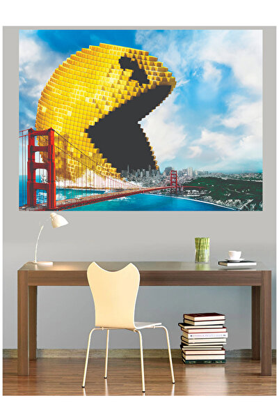 Mushen Studio Pac-Man Golden Gate Bridge Ρετρό έργο τέχνης σε καμβά για διακό...