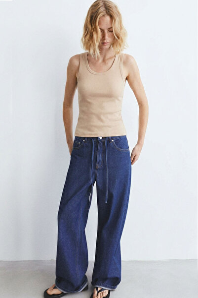 EFFE Εφαρμοστό μπλουζάκι με τιράντες από μείγμα βισκόζης και κοτλέ