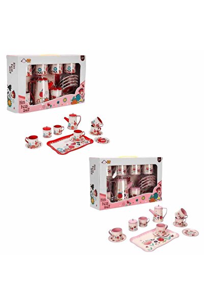 parlahome 4939 sun-yfn-lch-metal tea set flower dsn 2a 12pcs