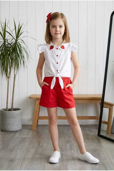 Niliya çocuk giyim Υπέροχο καλοκαιρινό εορταστικό τριπλό σετ με φράουλες