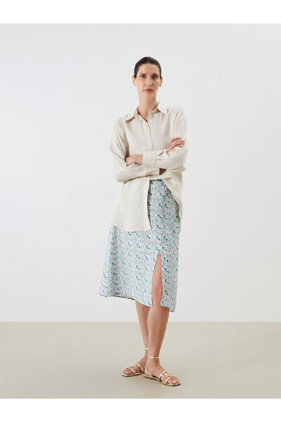 LC Waikiki Floral Slit Skirt with Elastic Waist